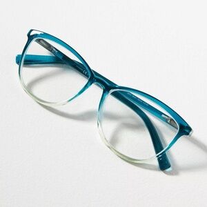 NEW from Anthropologie Teal Wren Blue Light Filtering Glasses +2.25